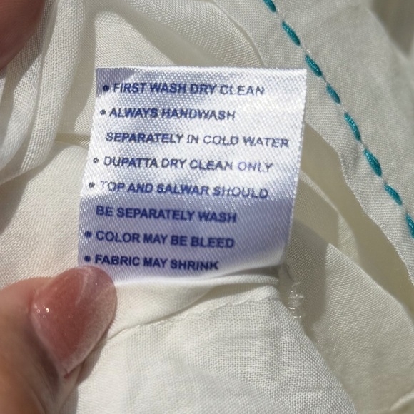 PAYAL Anthropology White Cotton Dress with Blue Floral Embroidery Size Medium - Picture 9 of 9